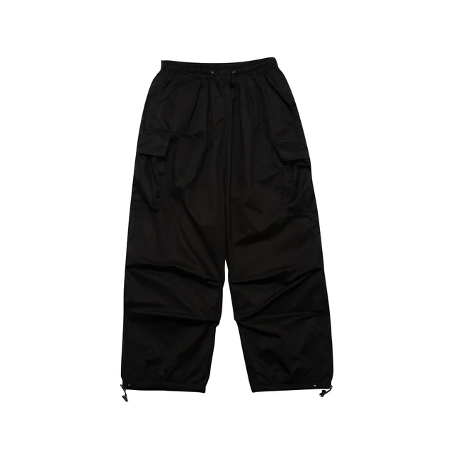 American Street Style Pleated Large Pocket Workwear Wide Leg Pants Black - Shop at LoveMi