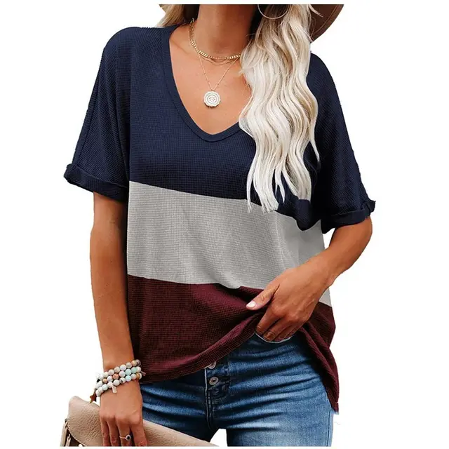 Fashionable Women's Color Matching Pullover Short Top Grey - Shop at LoveMi