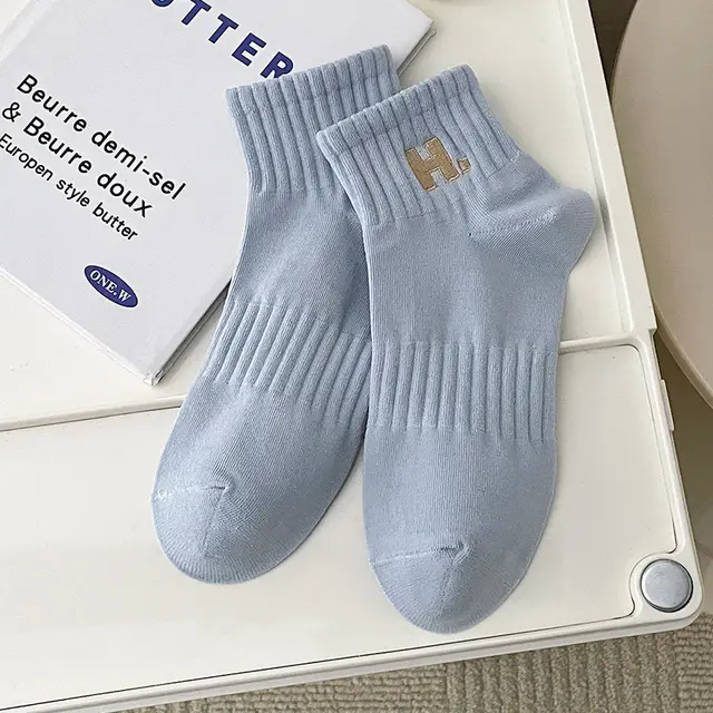 Girls' Cotton Embroidered Socks Deodorant Light Blue - Shop at LoveMi