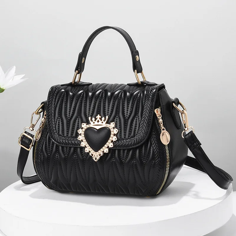 Japanese Super Popular Large Capacity Shoulder Bag Stylish Good Texture Crossbody Handbag - Black