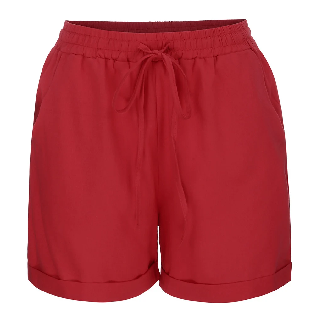 Loose Fitting Cotton Casual Pants For Women - Red