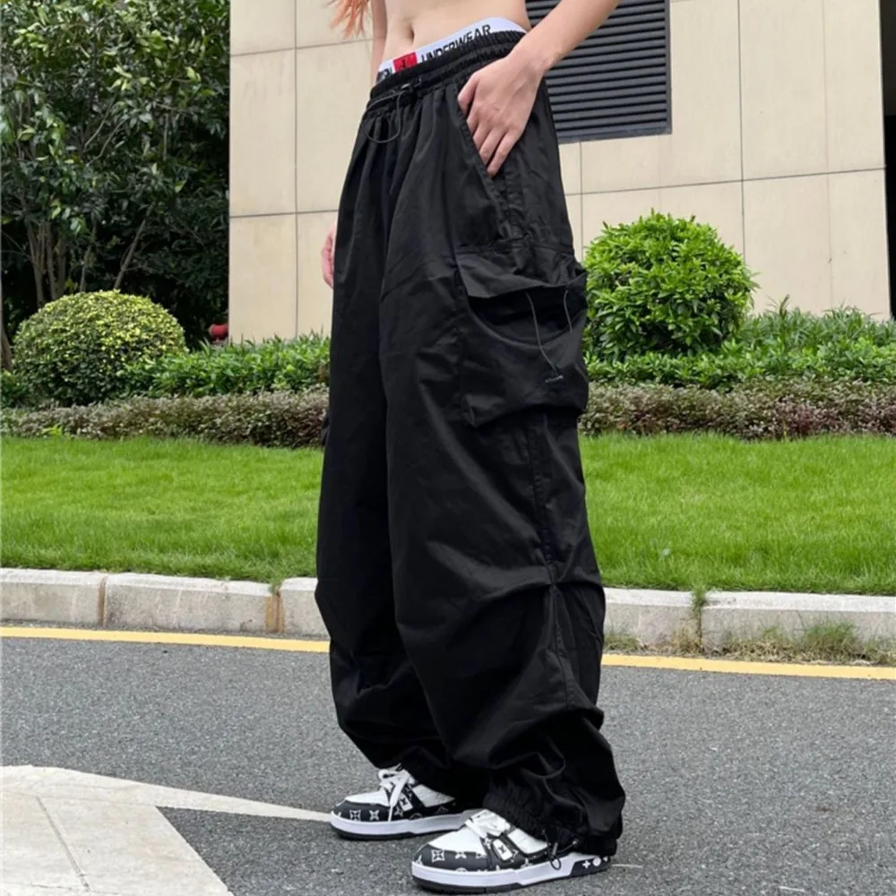 Cargo Pants Hip Hop Loose Couple Wide Leg Casual Black - Shop at LoveMi