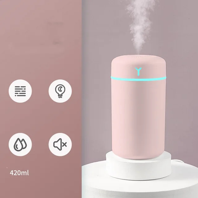 Portable Rechargeable Seven color Silent Aromatherapy Car Humidifier Pink - Shop at LoveMi