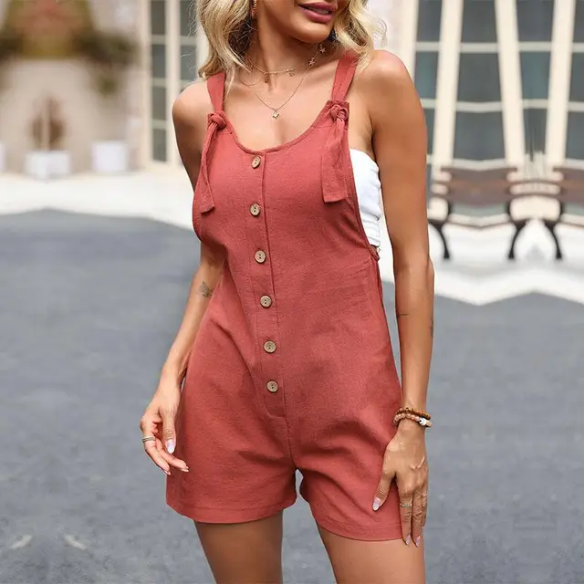 Solid Cotton Linen European And American Shoulder Straps For Women Red - Shop at LoveMi