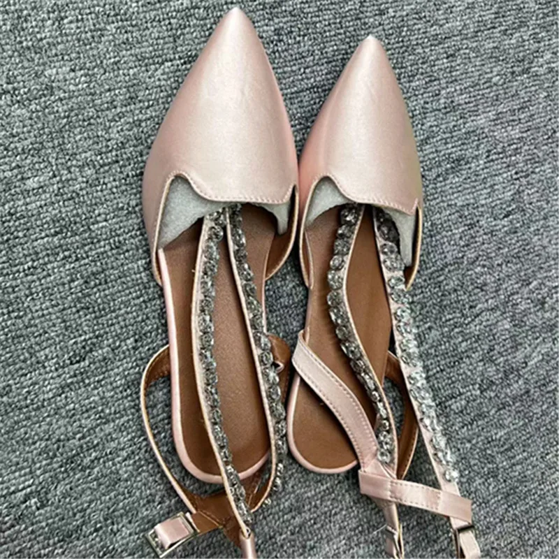 Women's Baotou Pointed Rhinestone Sandals Pink - Shop at LoveMi