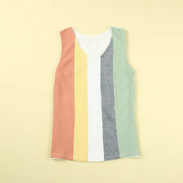 Waffle Contrast Color Top Women's Sleeveless Vest Women Color - Shop at LoveMi