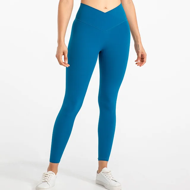 Nude Feel YogaCross Style No T line Outer Wear Running Workout Ankle Length Pants Navy Blue - Shop at LoveMi