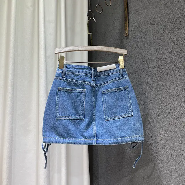 Women's Fashion Tooling Denim Skirt Dark Blue - Shop at LoveMi