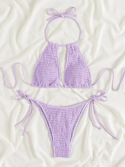 Women's Split Beach Swimsuit Bikini Two piece Set Violet S - Shop at LoveMi