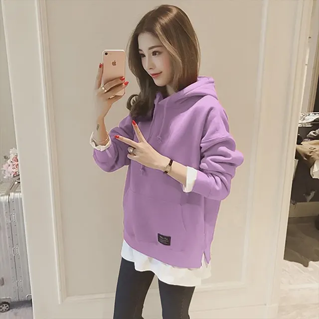 Fashion Hooded Cotton Thin Sweater Purple - Shop at LoveMi