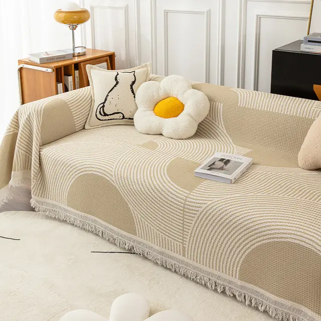 Striped Sofa Towel Anti cat Scratch Protector Multi function Blanket Flight Diary - Shop at LoveMi