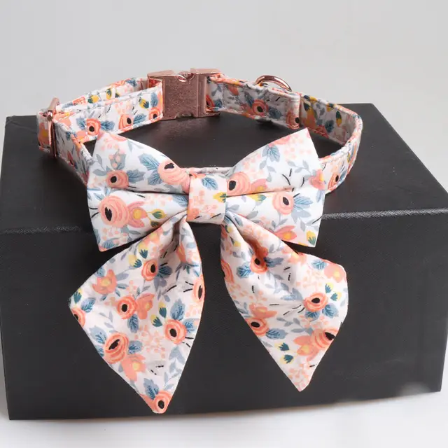 Fashion Pet Dog Print Bow Collar Orange - Shop at LoveMi