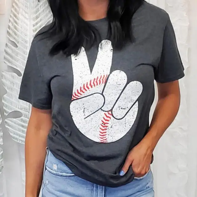 European And American Digital Printing Casual Round Neck Short Sleeves Gray - Shop at LoveMi