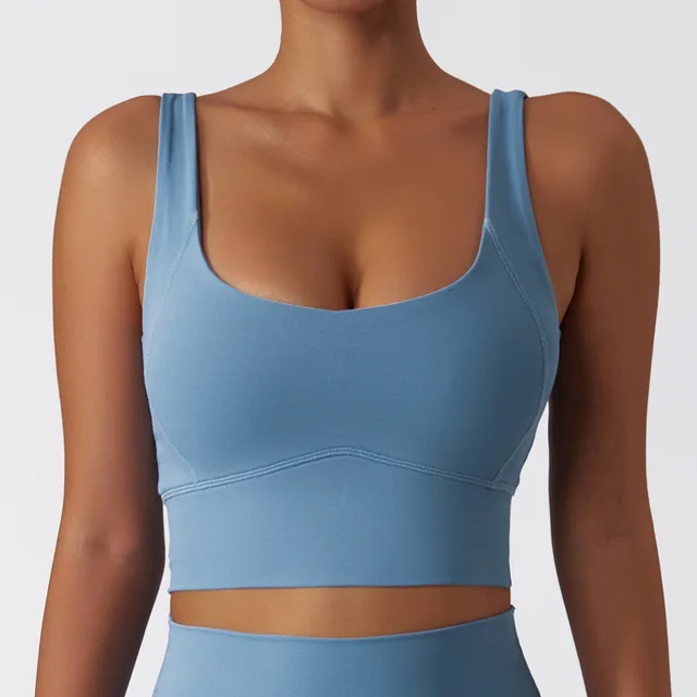 Running Sports Quick drying Nude Feel Yoga Push Up Bras Shockproof Fitness Vest Light Gray Blue - Shop at LoveMi