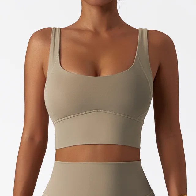 Running Sports Quick drying Nude Feel Yoga Push Up Bras Shockproof Fitness Vest Sha Shuo Brown - Shop at LoveMi