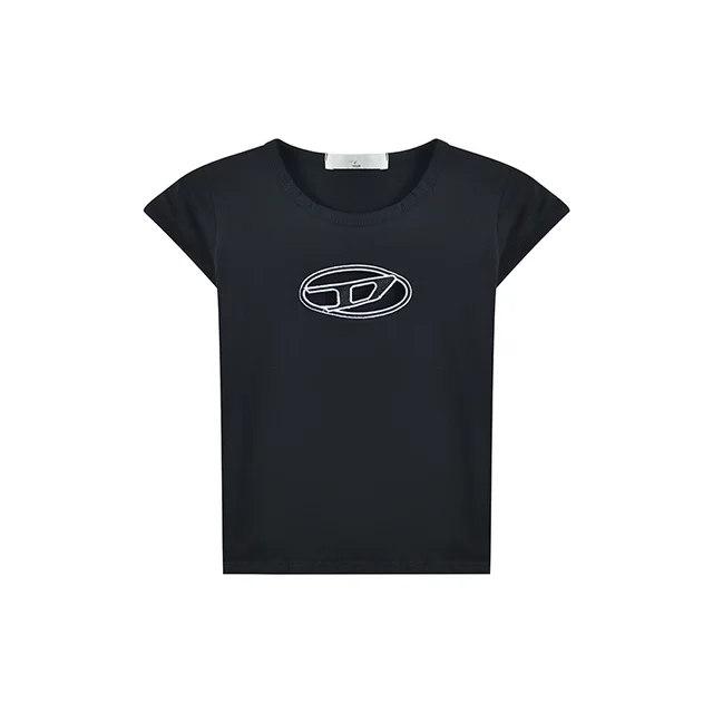 Embroidered Cutout Sweet And Spicy Short Slim Black Top Black - Shop at LoveMi