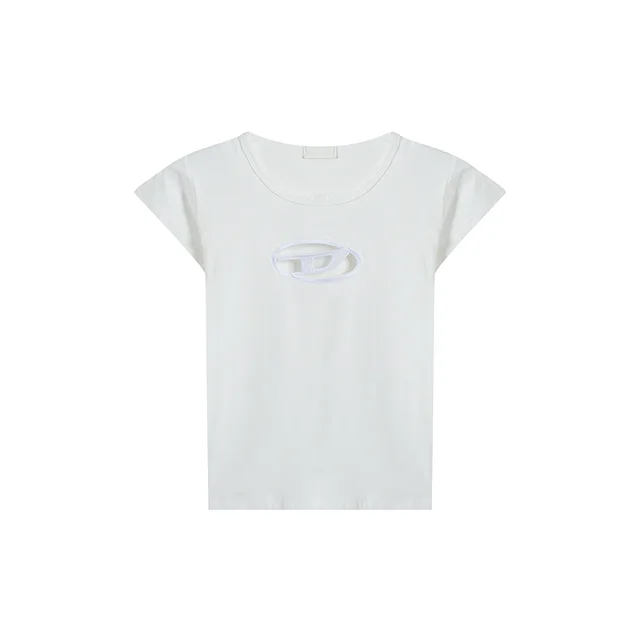 Embroidered Cutout Sweet And Spicy Short Slim Black Top White - Shop at LoveMi