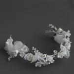 Women's Fashion Ceramic Flower Hair Band - Silver