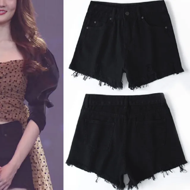 Women's Fashion Black Denim Shorts Black - Shop at LoveMi