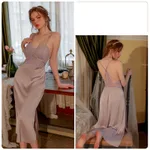 Pajama Dress With Breast Pad For Women - Purple