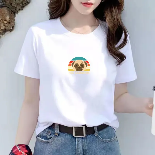 Women's New White Trend Women's Short Sleeved T shirt Loose Fitting Pure Cotton Colorful Haba - Shop at LoveMi