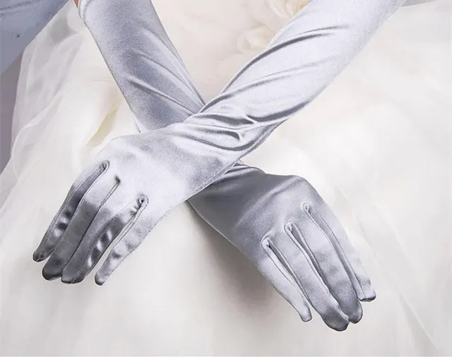 Bridal Gloves Wedding Dress Show Banquet Silver Grey - Shop at LoveMi