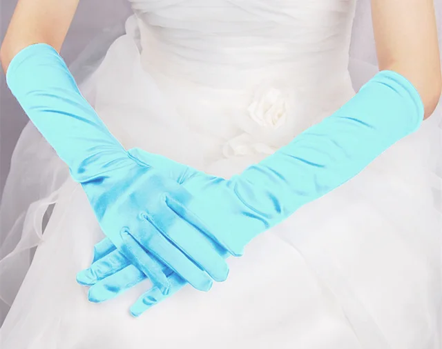 Bridal Gloves Wedding Dress Show Banquet Sky Blue - Shop at LoveMi