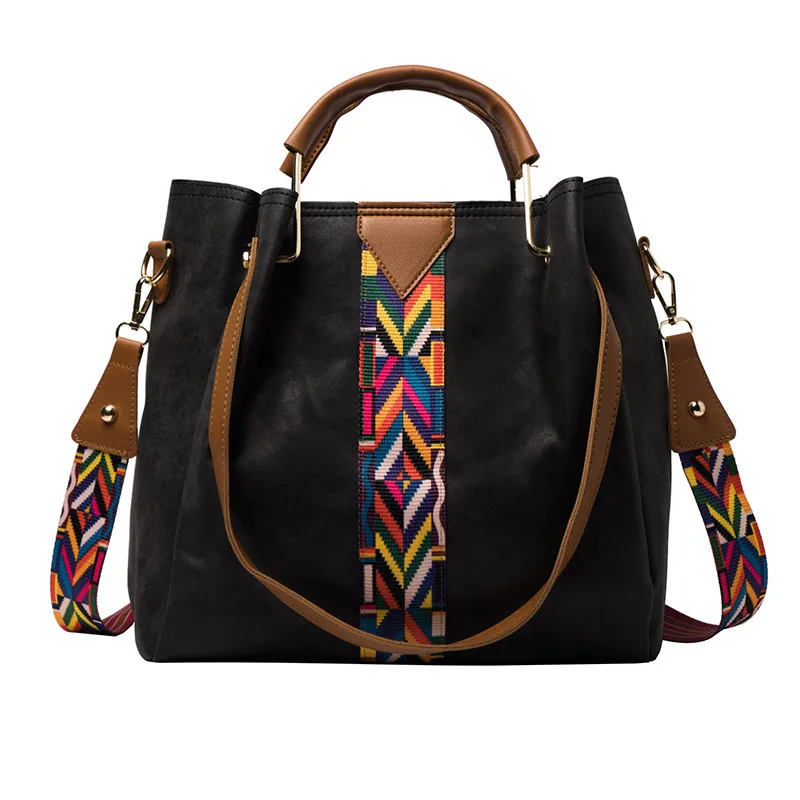 European And American Simple Ribbon Mother Bag Portable Shoulder Crossbody Bag Two piece Set Black - Shop at LoveMi