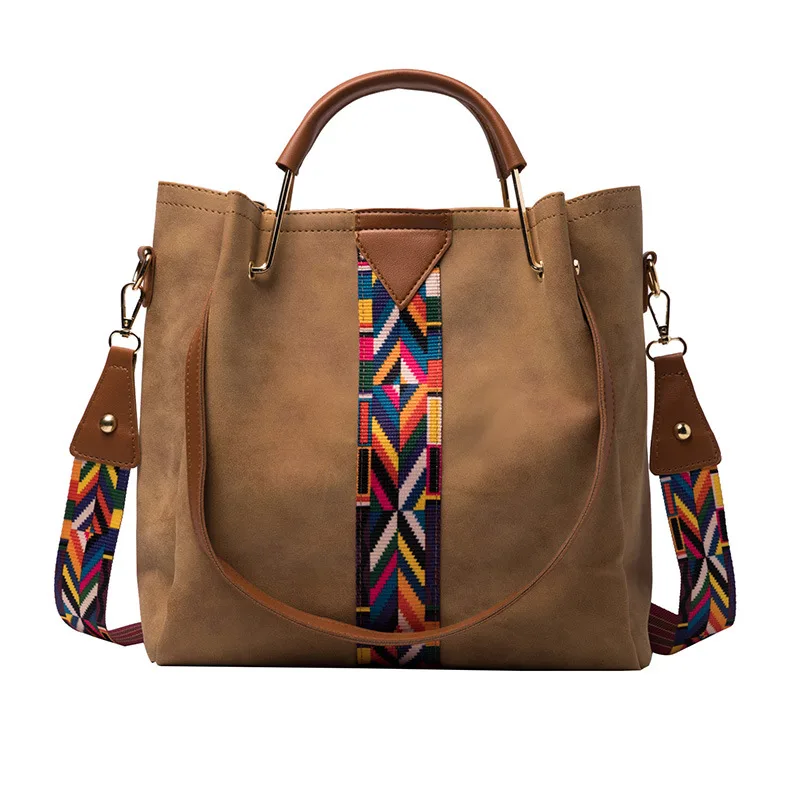 European And American Simple Ribbon Mother Bag Portable Shoulder Crossbody Bag Two piece Set Brown - Shop at LoveMi