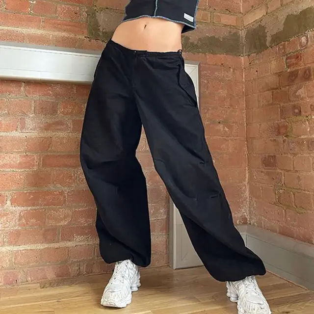 American Street Style Loose Drawstring Waist Wrapped Work Dress Leggings Black - Shop at LoveMi