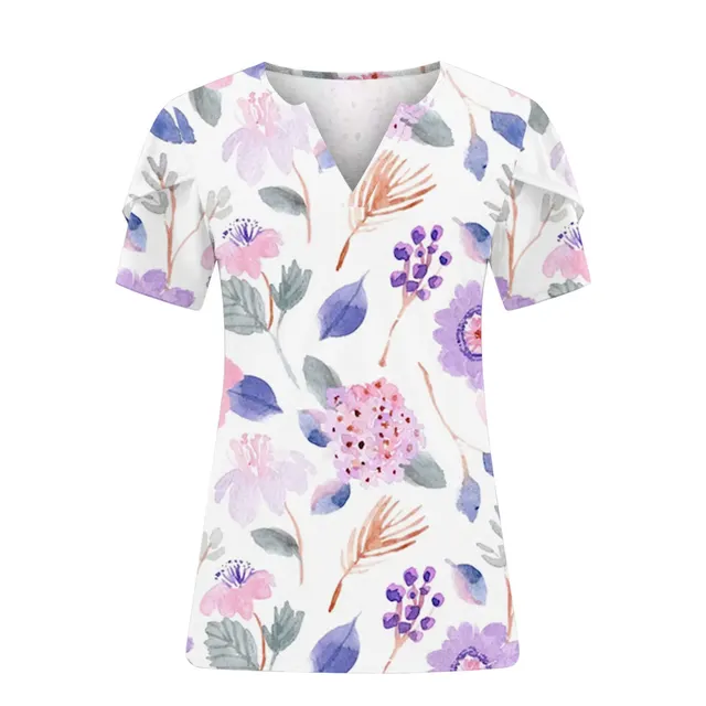 Summer Loose Printed Short sleeved T shirt Women's Top Flowers On White Background - Shop at LoveMi