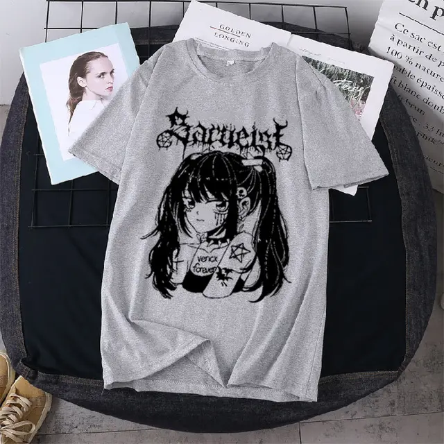 T shirt Female Flab Hiding Short Sleeve Girlfriends Clothes Sweet Cool Girl Wear New Fashion Tops Light Gray - Shop at LoveMi