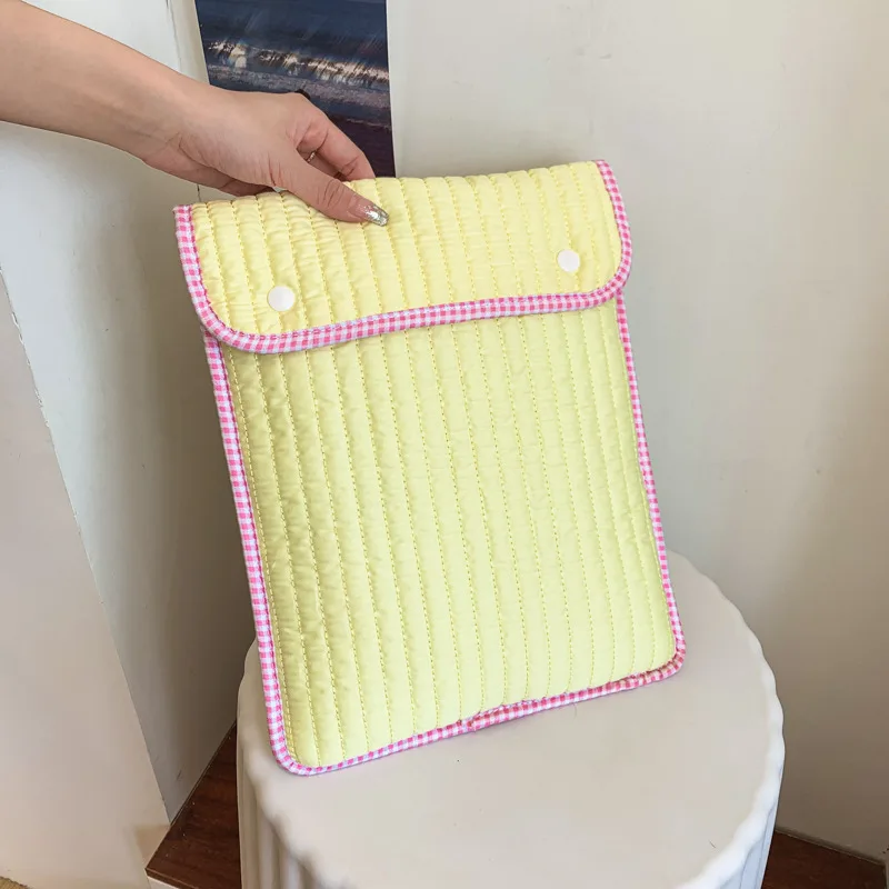 Korean Version Of Ins Envelope Embroidered Fabric Inner Liner Bag Yellow - Shop at LoveMi