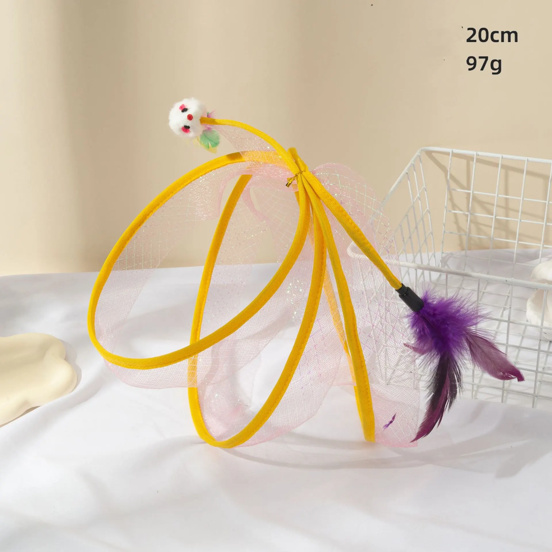 Cat Tunnel Feather Mouse Transformational Durability - Laser Mesh Pink