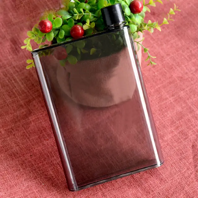 Creative Fall resistant Square Flat Plastic Water Bottle Grey - Shop at LoveMi