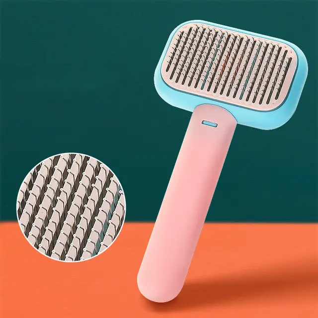 New Pet Cat Dog Hair Brush Hair Massage Comb Open Knot Brush Grooming Cleaning Tool Stainless Steel Comb Pink - Shop at LoveMi