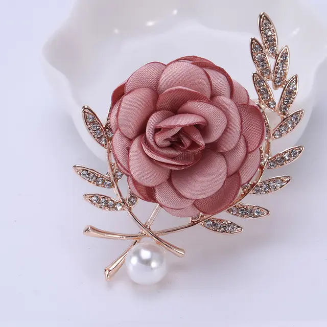 Fabric Flower Lady Temperamental Pin Sweater Coat Cardigan Women's Corsage Clothing Accessories Pink - Shop at LoveMi