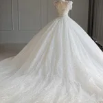 White Trailing Wedding Dress
