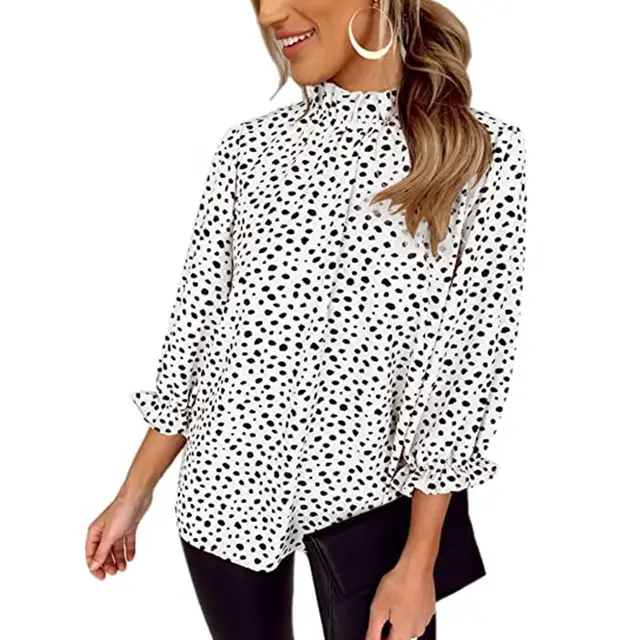 Women Top Casual Floral Print Long Sleeve Pleated Loose Little girl Style Clothes Shirt White - Shop at LoveMi