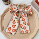 Pearl Headstring Fashion Ribbon Hair Rope - Orange Flower