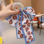Pearl Headstring Fashion Ribbon Hair Rope - Red Flower