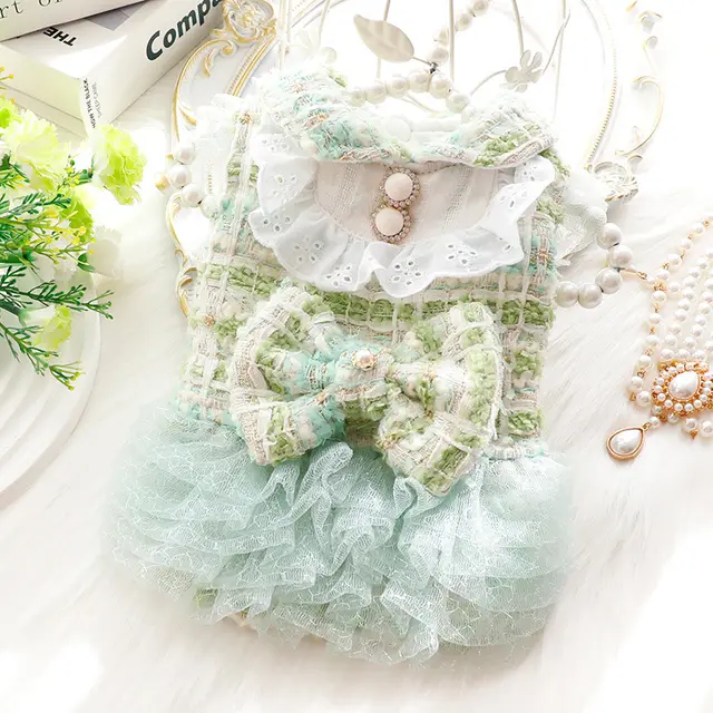 Lace Dress Clothes For Small Dogs Mint Green - Shop at LoveMi