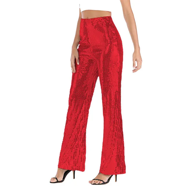 Ladies Sexy Nightclub Sequin Slacks Red - Shop at LoveMi