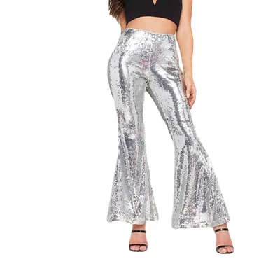 Ladies Sexy Nightclub Sequin Slacks Silver - Shop at LoveMi