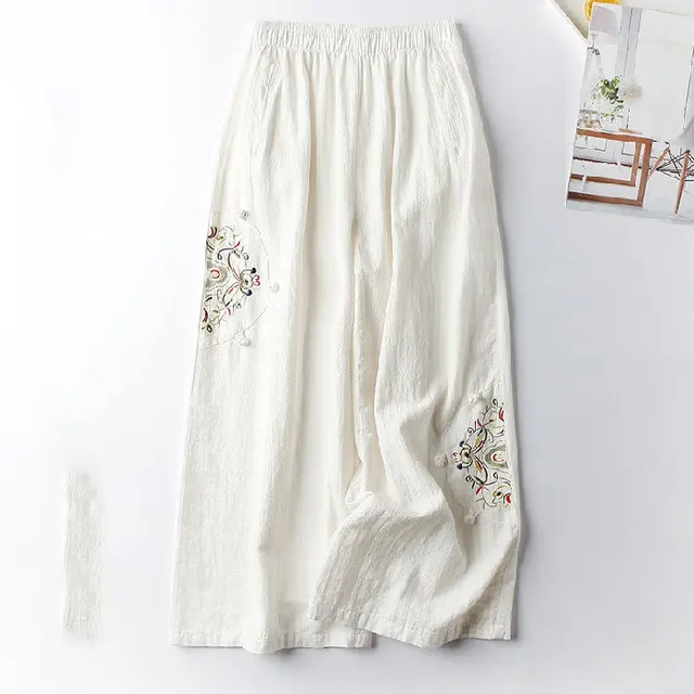 Summer Cotton Hemp Casual Pants Women's Thin Style White - Shop at LoveMi