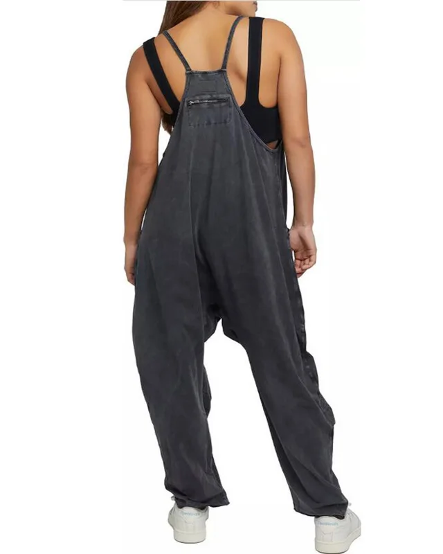 Zipper Pocket Suspender Jumpsuit Black - Shop at LoveMi