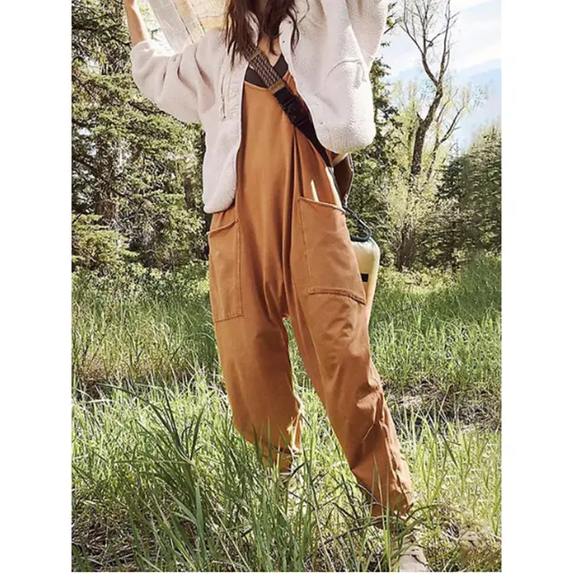 Zipper Pocket Suspender Jumpsuit Brown - Shop at LoveMi