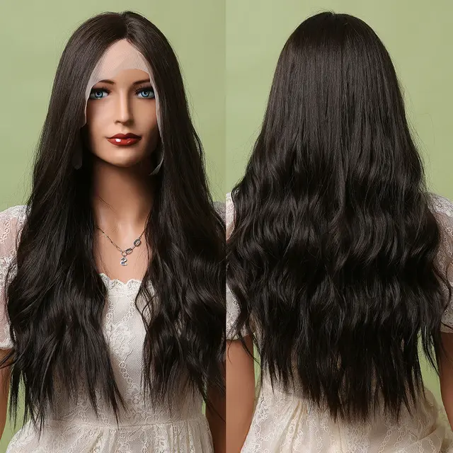 Women's Fashion Front Lace Middle Part Long Curly Wig 1B - Shop at LoveMi