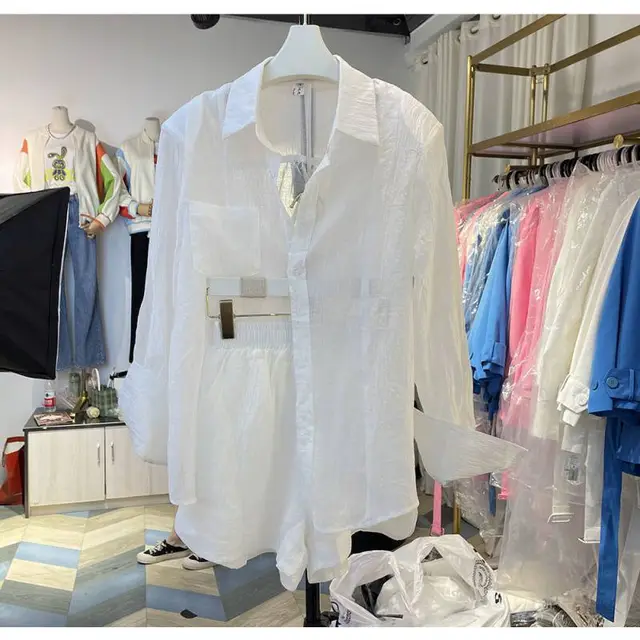 Large Women's New Sunscreen Shirt Loose And Slim White Set - Shop at LoveMi