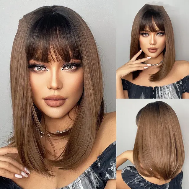 Women's Straight Bangs Short Hair Styling Wig Cover Style2001 - Shop at LoveMi